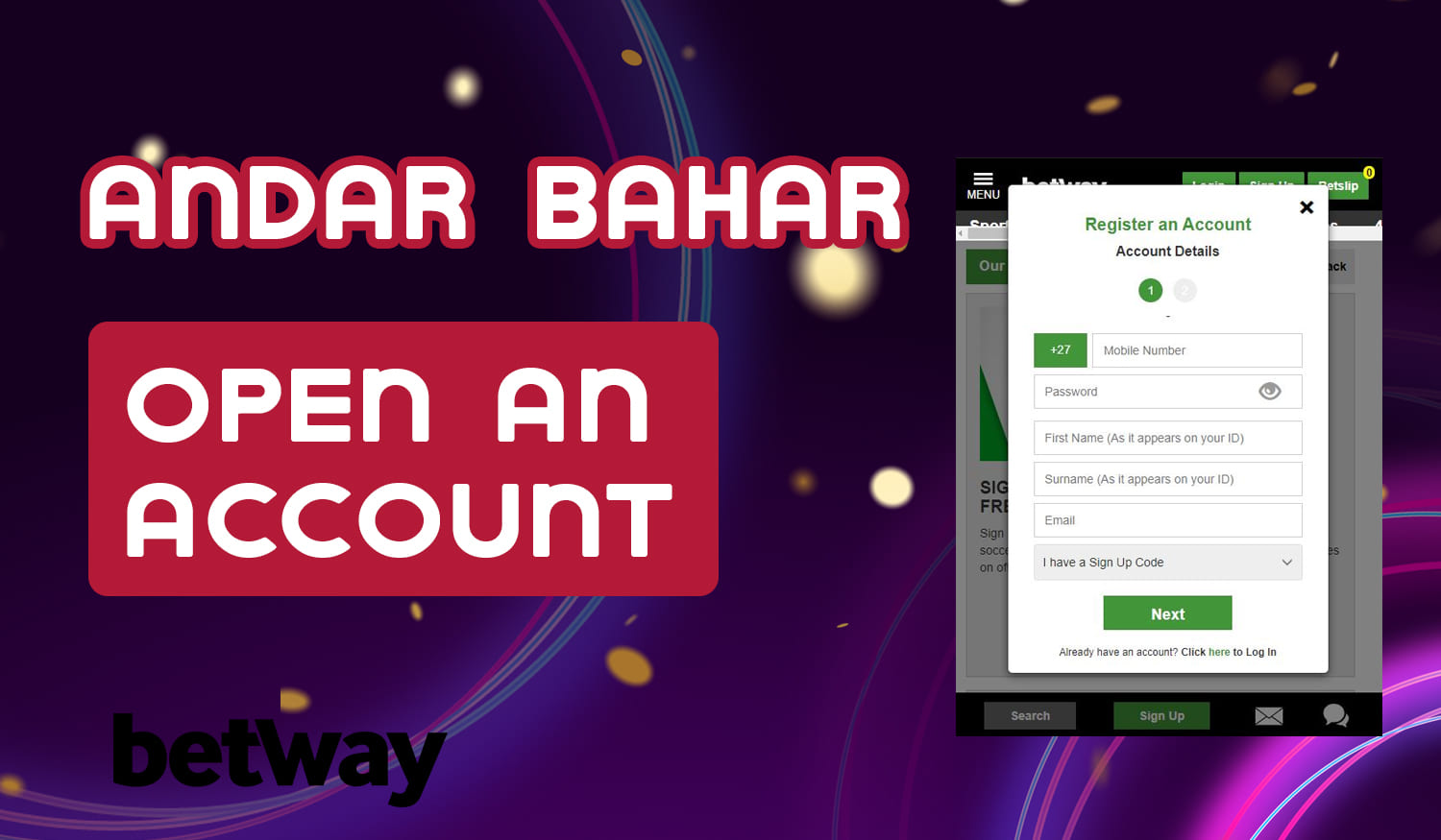 How to create a Betway account and start playing Andar Bahar