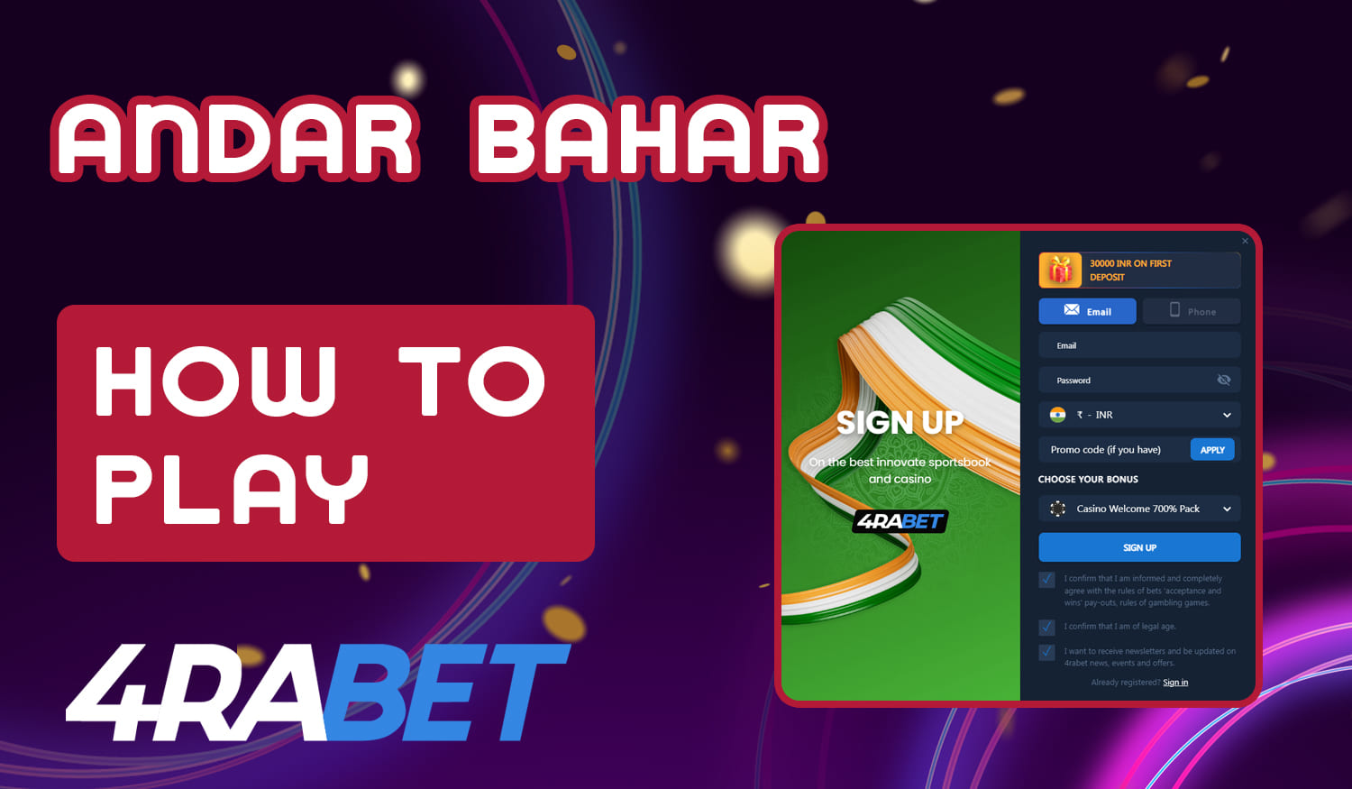 How to register and start playing Andar Bahar on 4raBet