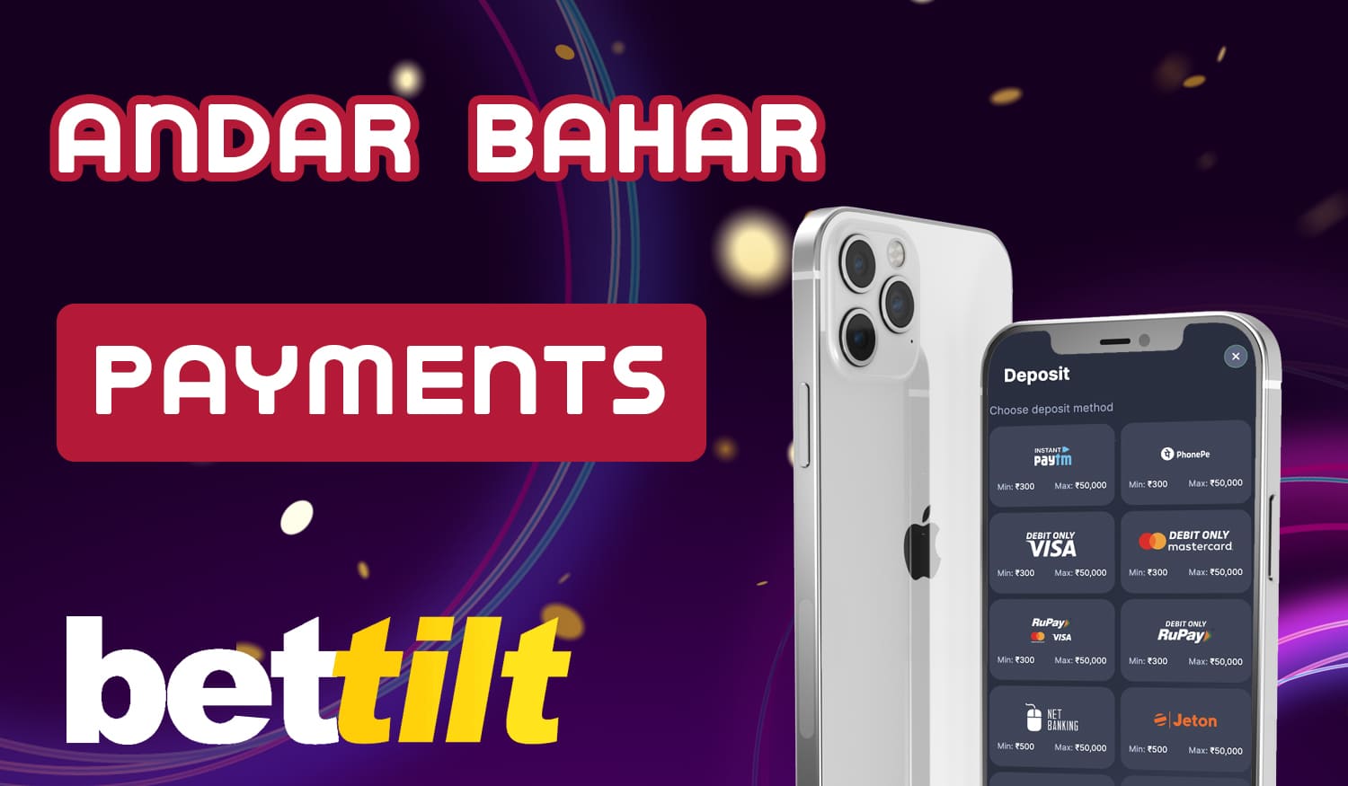 Payment methods available for Indian users at Bettilt