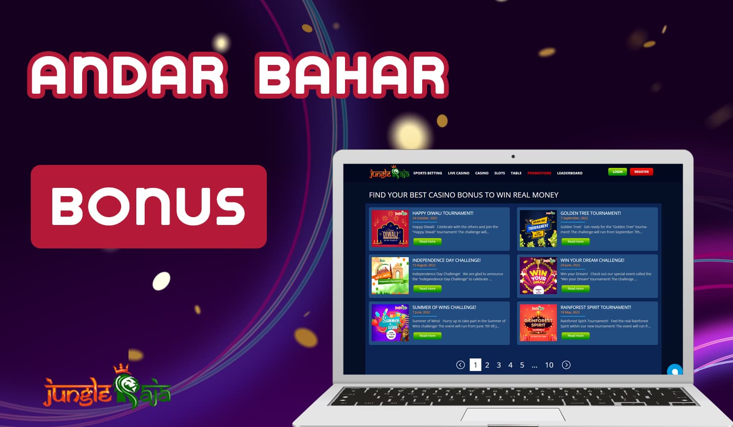 How to get and use JungleRaja bonuses playing andar bahar