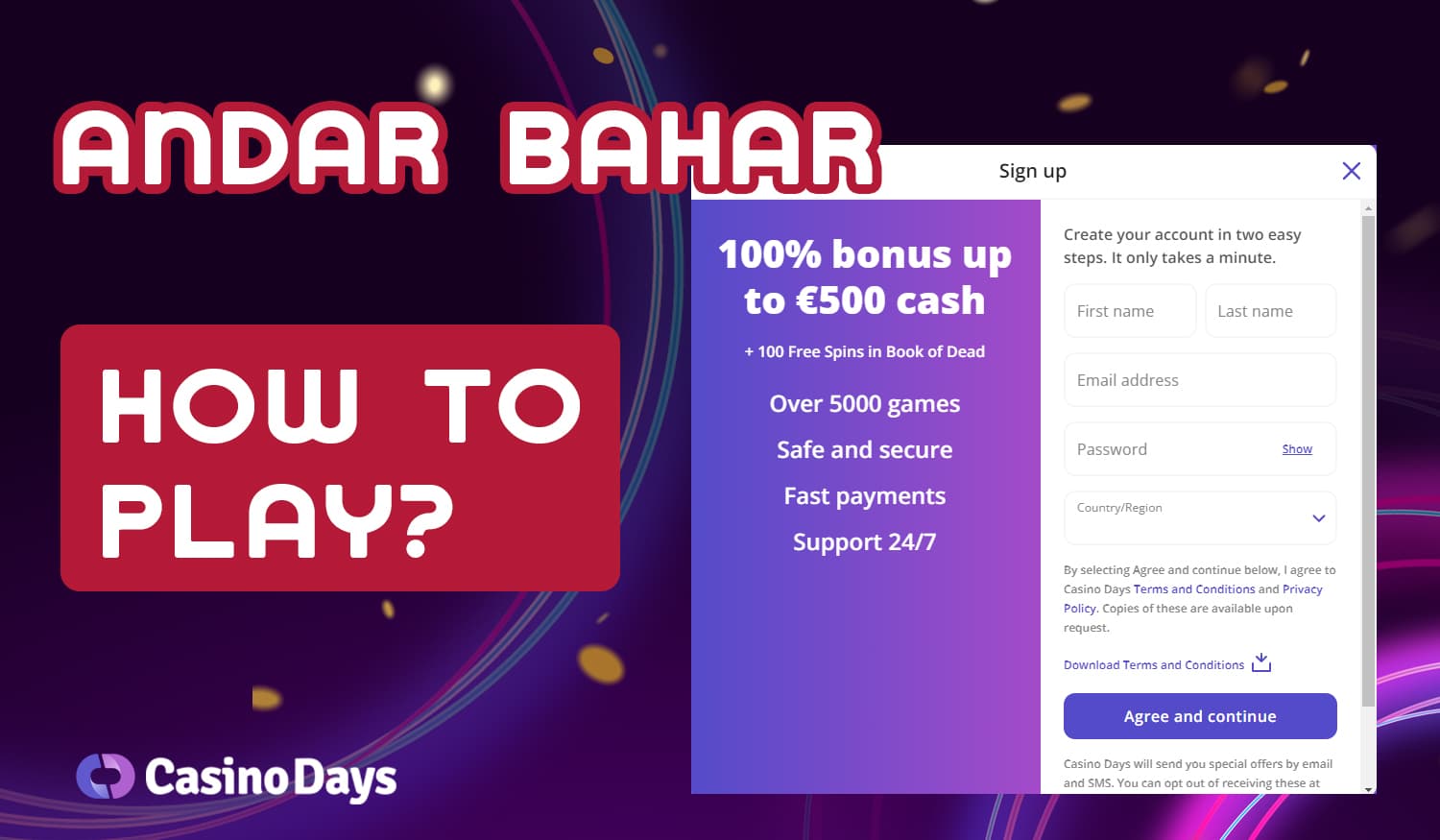 Instructions for beginners how to start playing Andar Bahar on Casino Days for real money