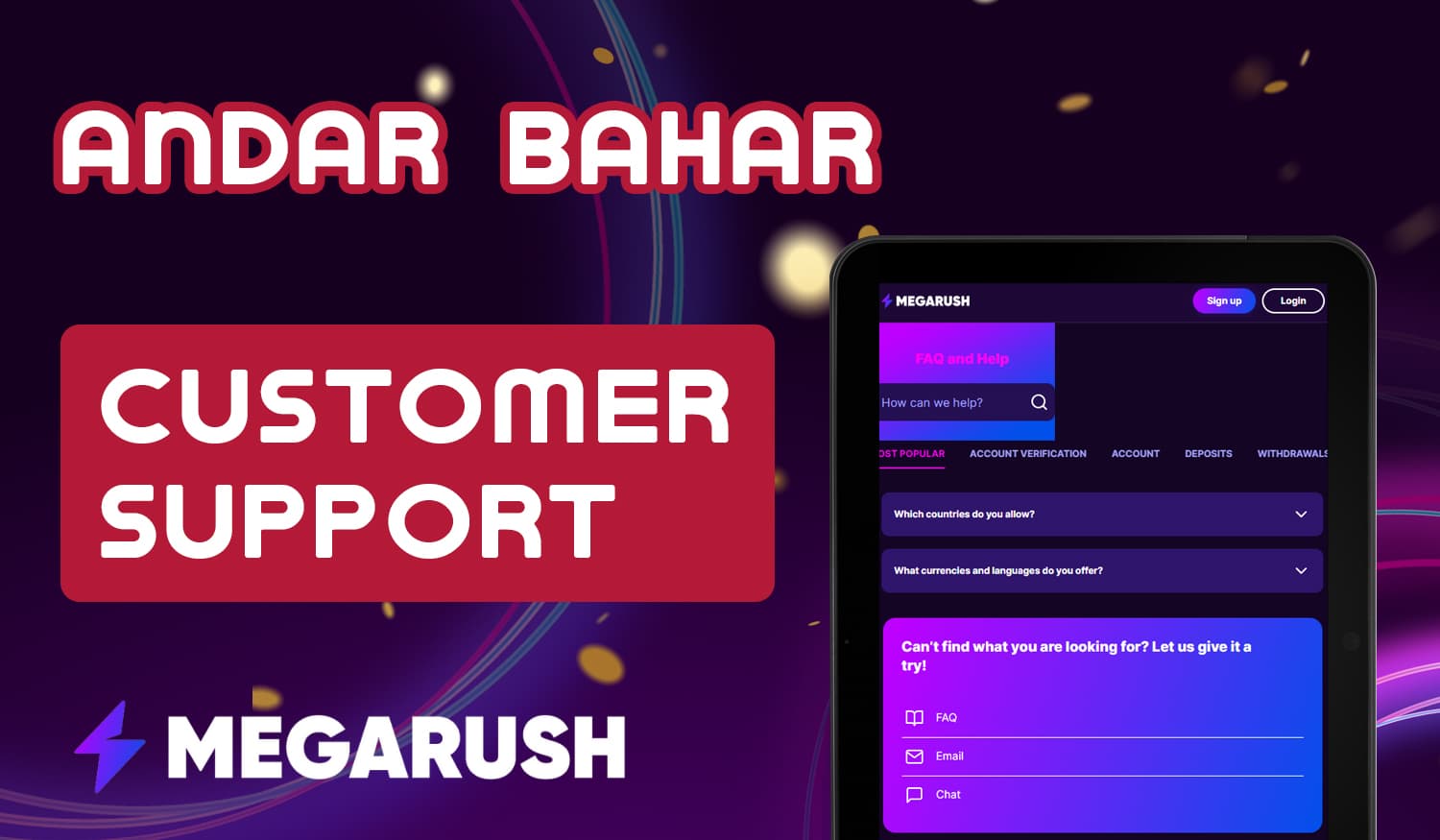 Megarush online casino support contacts for Indian users