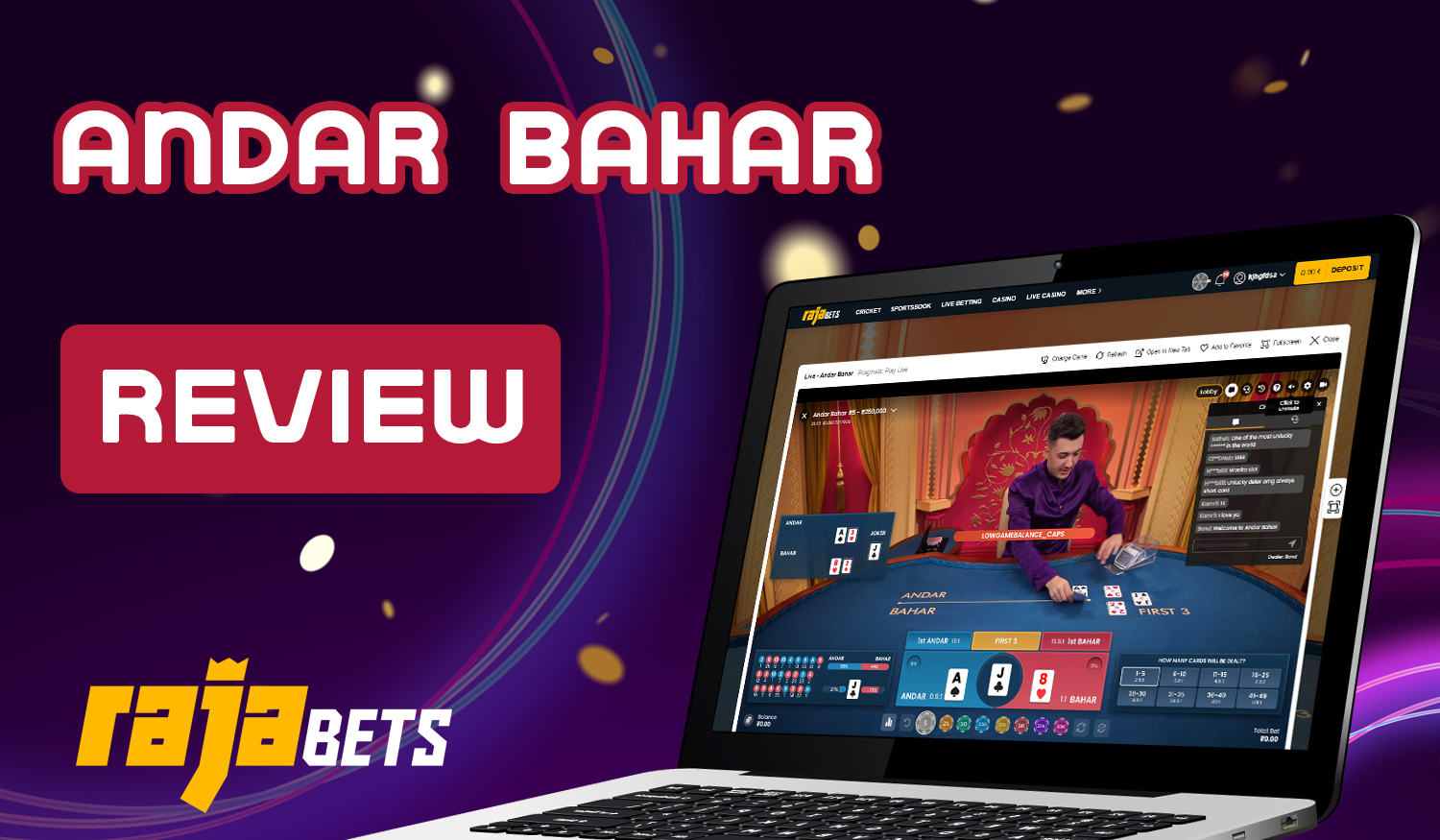 Basic game rules and payout features in the Andar Bahar game on Rajabets
