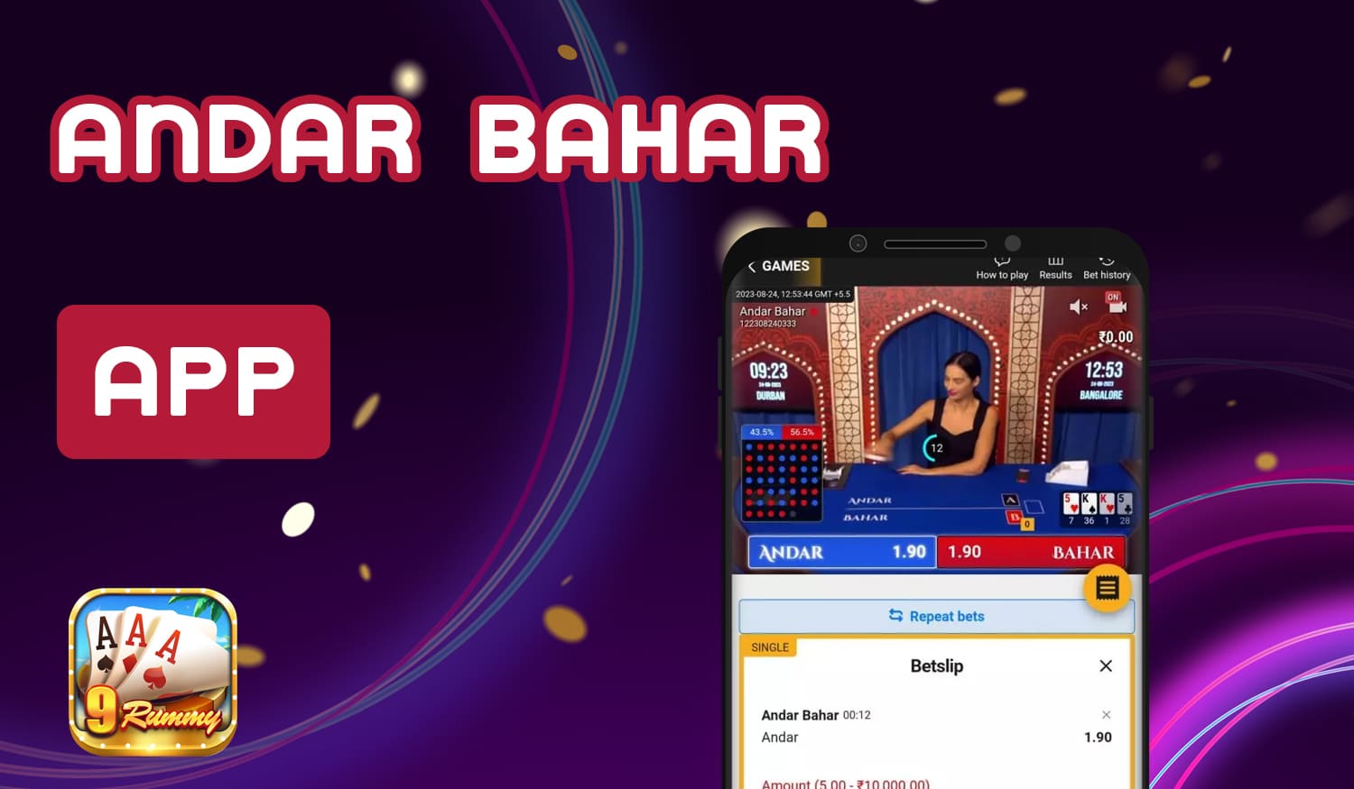 9 Rummy mobile app for playing Andar Bahar