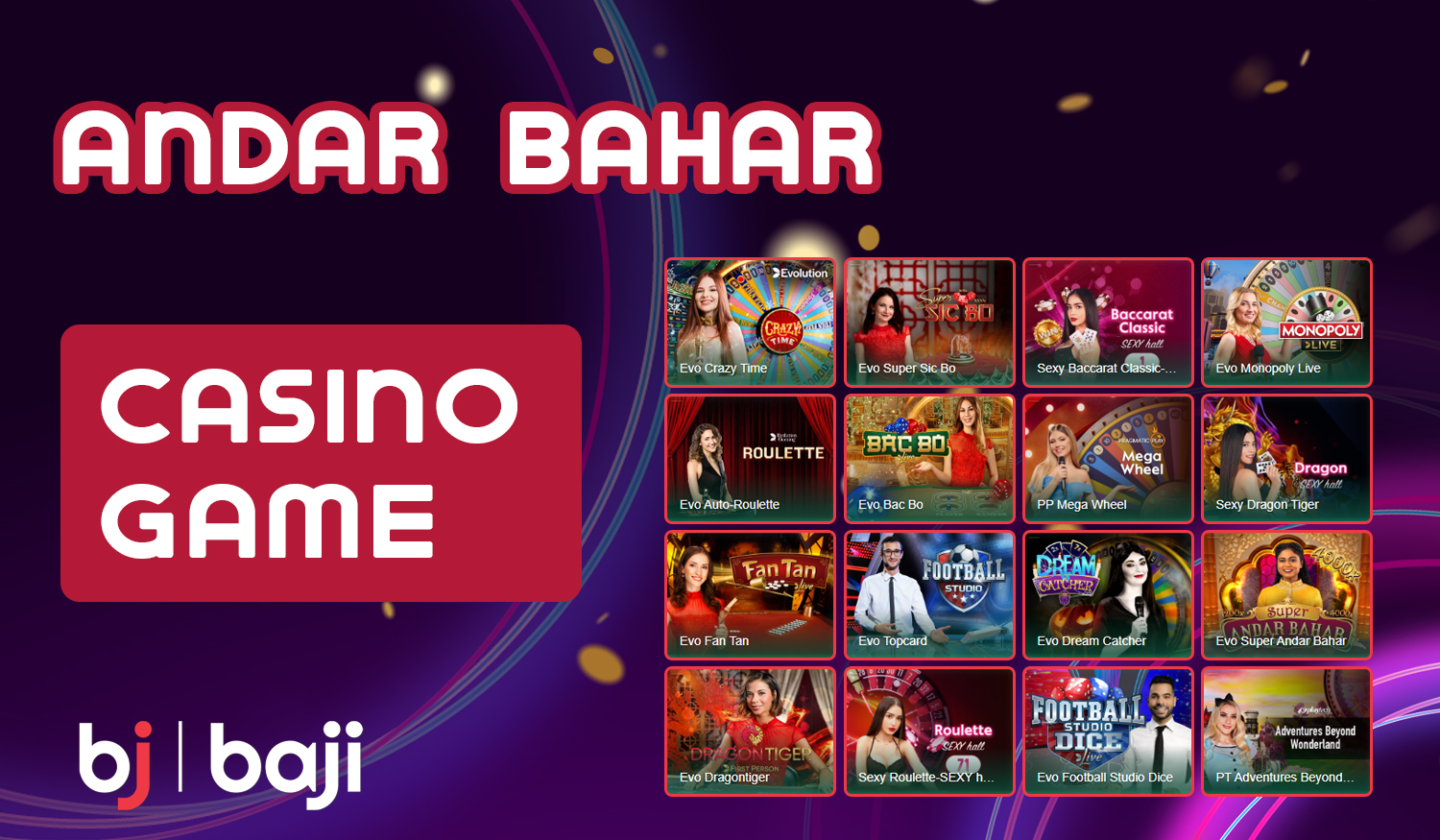 Online casino games available for users from India on Baji live