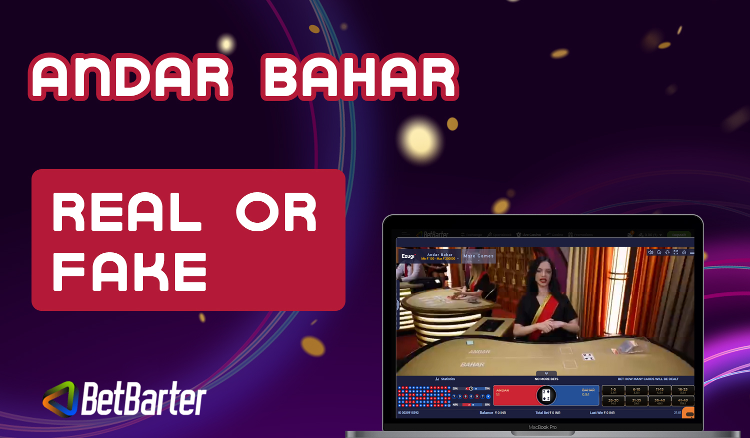 Is Andar Bahar game real at BetBarter online casino site