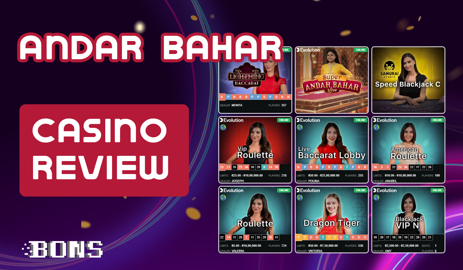Detailed review of Andar Bahar game at Bons casino: rules and features
