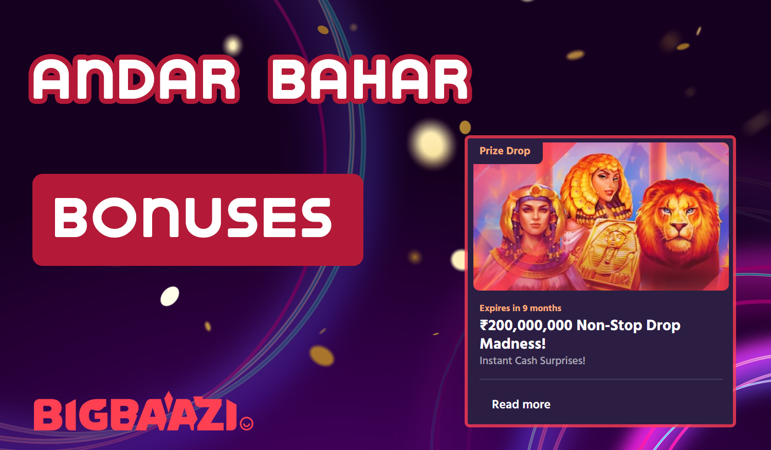 What bonuses Big Baazi online casino offers to fans of the game Andar Bahar